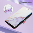 For Motorola Moto G52 PT003 Marble Pattern Flip Leather Phone Case(White Purple LS006)