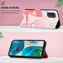 For Motorola Moto G52 PT003 Marble Pattern Flip Leather Phone Case(Rose Gold LS005)