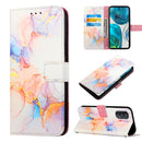 For Motorola Moto G52 PT003 Marble Pattern Flip Leather Phone Case(Galaxy Marble White LS004)