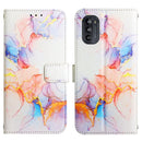 For Motorola Moto G52 PT003 Marble Pattern Flip Leather Phone Case(Galaxy Marble White LS004)