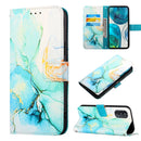 For Motorola Moto G52 PT003 Marble Pattern Flip Leather Phone Case(Green LS003)