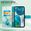 For Motorola Moto G52 PT003 Marble Pattern Flip Leather Phone Case(Green LS003)