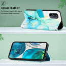 For Motorola Moto G52 PT003 Marble Pattern Flip Leather Phone Case(Green LS003)