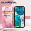 For Motorola Moto G52 PT003 Marble Pattern Flip Leather Phone Case(Pink Purple Gold LS001)