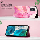 For Motorola Moto G52 PT003 Marble Pattern Flip Leather Phone Case(Pink Purple Gold LS001)