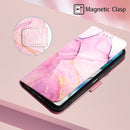 For Motorola Moto G52 PT003 Marble Pattern Flip Leather Phone Case(Pink Purple Gold LS001)