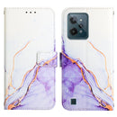 For OPPO Realme C31 4G PT003 Marble Pattern Flip Leather Phone Case(White Purple LS006)