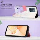 For OPPO Realme C31 4G PT003 Marble Pattern Flip Leather Phone Case(White Purple LS006)