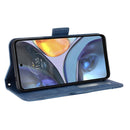 For Motorola Moto G22 Skin Feel Calf Texture Card Slots Leather Phone Case(Blue)