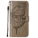 For Motorola Moto G52 Embossed Butterfly Leather Phone Case(Grey)