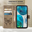 For Motorola Moto G52 Embossed Butterfly Leather Phone Case(Grey)