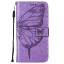 For Motorola Moto G52 Embossed Butterfly Leather Phone Case(Purple)