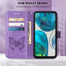 For Motorola Moto G52 Embossed Butterfly Leather Phone Case(Purple)