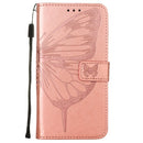 For Motorola Moto G52 Embossed Butterfly Leather Phone Case(Rose Gold)