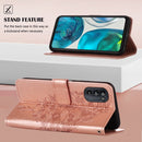 For Motorola Moto G52 Embossed Butterfly Leather Phone Case(Rose Gold)