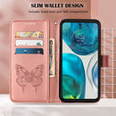 For Motorola Moto G52 Embossed Butterfly Leather Phone Case(Rose Gold)