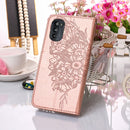 For Motorola Moto G52 Embossed Butterfly Leather Phone Case(Rose Gold)