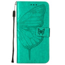 For Motorola Moto G52 Embossed Butterfly Leather Phone Case(Green)