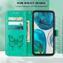 For Motorola Moto G52 Embossed Butterfly Leather Phone Case(Green)