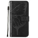 For Motorola Moto G52 Embossed Butterfly Leather Phone Case(Black)