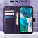 For Motorola Moto G52 Embossed Butterfly Leather Phone Case(Dark Purple)