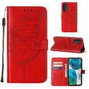For Motorola Moto G52 Embossed Butterfly Leather Phone Case(Red)