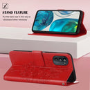For Motorola Moto G52 Embossed Butterfly Leather Phone Case(Red)