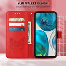 For Motorola Moto G52 Embossed Butterfly Leather Phone Case(Red)