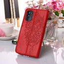 For Motorola Moto G52 Embossed Butterfly Leather Phone Case(Red)