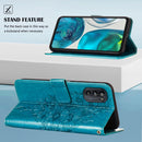For Motorola Moto G52 Embossed Butterfly Leather Phone Case(Blue)
