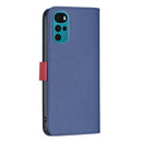 For Motorola Moto G22 BF13 Color Matching Cross Texture Leather Phone Case(Blue)