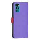For Motorola Moto G22 BF13 Color Matching Cross Texture Leather Phone Case(Purple)