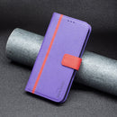 For Motorola Moto G22 BF13 Color Matching Cross Texture Leather Phone Case(Purple)