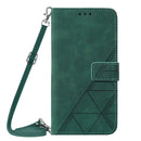 For Motorola Moto G52 Crossbody 3D Embossed Flip Leather Phone Case(Dark Green)