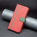 For OPPO Realme C31 BF13 Color Matching Cross Texture Leather Phone Case(Red)