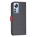 For Xiaomi 12 Pro BF13 Color Matching Cross Texture Leather Phone Case(Black)