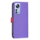 For Xiaomi 12 Pro BF13 Color Matching Cross Texture Leather Phone Case(Purple)