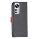 For Xiaomi 12 BF13 Color Matching Cross Texture Leather Phone Case(Black)