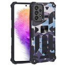 For Samsung Galaxy A73 5G Camouflage Armor Shockproof TPU + PC Magnetic Protective Phone Case with Holder(Light Blue)