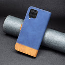 For Samsung Galaxy A12 BF11 Color Matching Skin Feel Leather Phone Case(Blue)