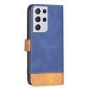 For Samsung Galaxy S21 Ultra 5G BF11 Color Matching Skin Feel Leather Phone Case(Blue)