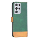 For Samsung Galaxy S21 Ultra 5G BF11 Color Matching Skin Feel Leather Phone Case(Green)