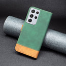 For Samsung Galaxy S21 Ultra 5G BF11 Color Matching Skin Feel Leather Phone Case(Green)