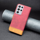 For Samsung Galaxy S21 Ultra 5G BF11 Color Matching Skin Feel Leather Phone Case(Red)