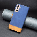 For Samsung Galaxy S21+ 5G BF11 Color Matching Skin Feel Leather Phone Case(Blue)