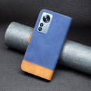 For Xiaomi 12 Pro BF11 Color Matching Skin Feel Leather Phone Case(Blue)