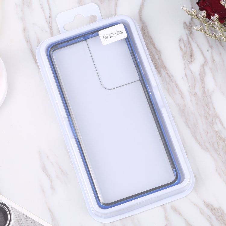 For Samsung Galaxy S21 Ultra 5G HD Magnetic Metal Tempered Glass Phone Case(Blue)