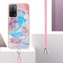 For OPPO A53s 5G / A55 5G Electroplating IMD TPU Phone Case with Lanyard(Blue Marble)