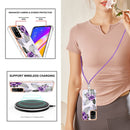 For OPPO A94 5G / A95 5G Electroplating IMD TPU Phone Case with Lanyard(Purple Flower)