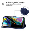 For Motorola Moto G82 Leather Phone Case(Blue)